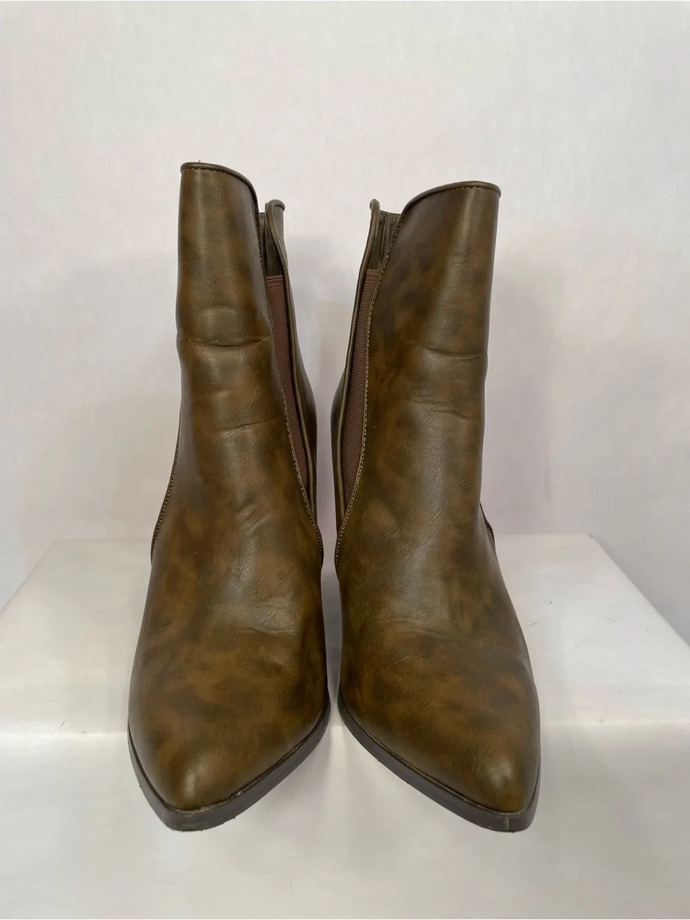 Penny Loves Kenny Brown Stacked Heel Ankle Booties